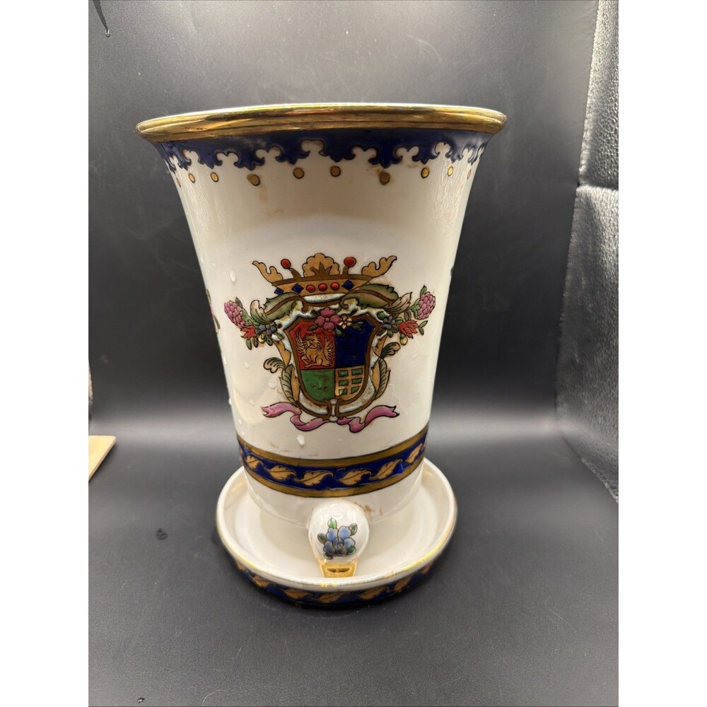20th Century Chinese Qianlong Dynasty Vase 9.5″ With Drip Tray